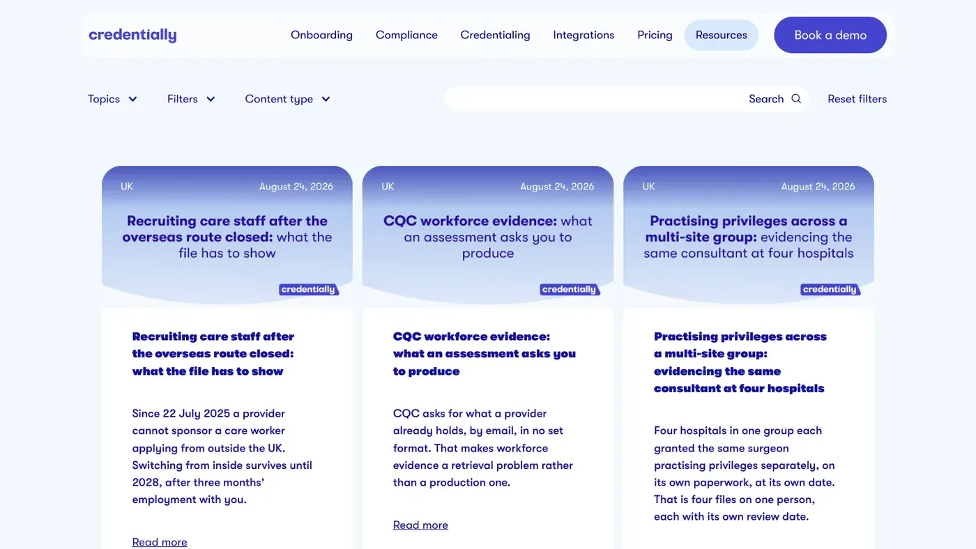 The Credentially knowledge centre at credentially.io/onboarding