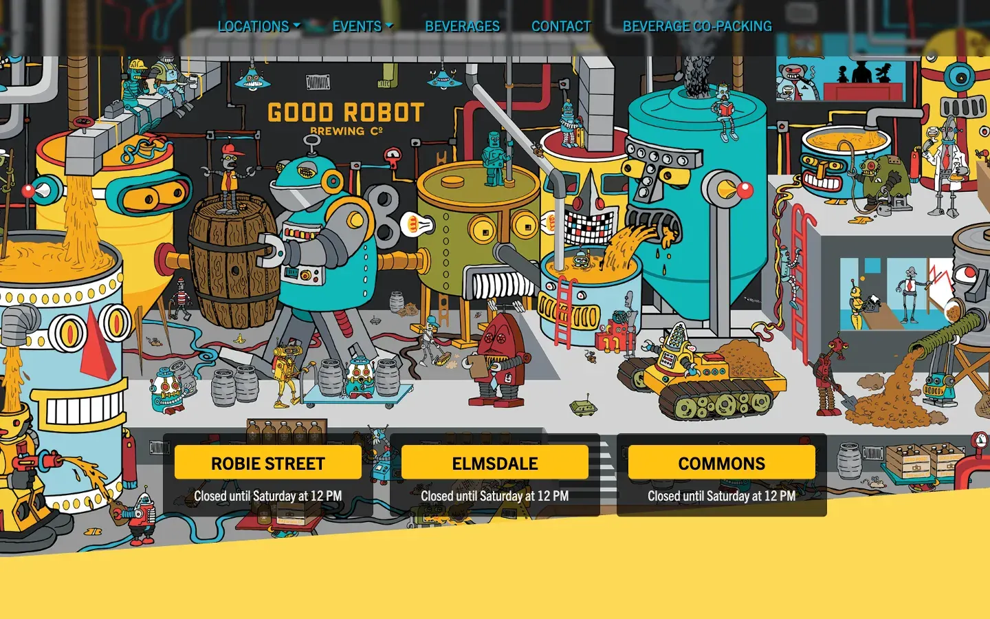 The old Good Robot homepage, with no shop